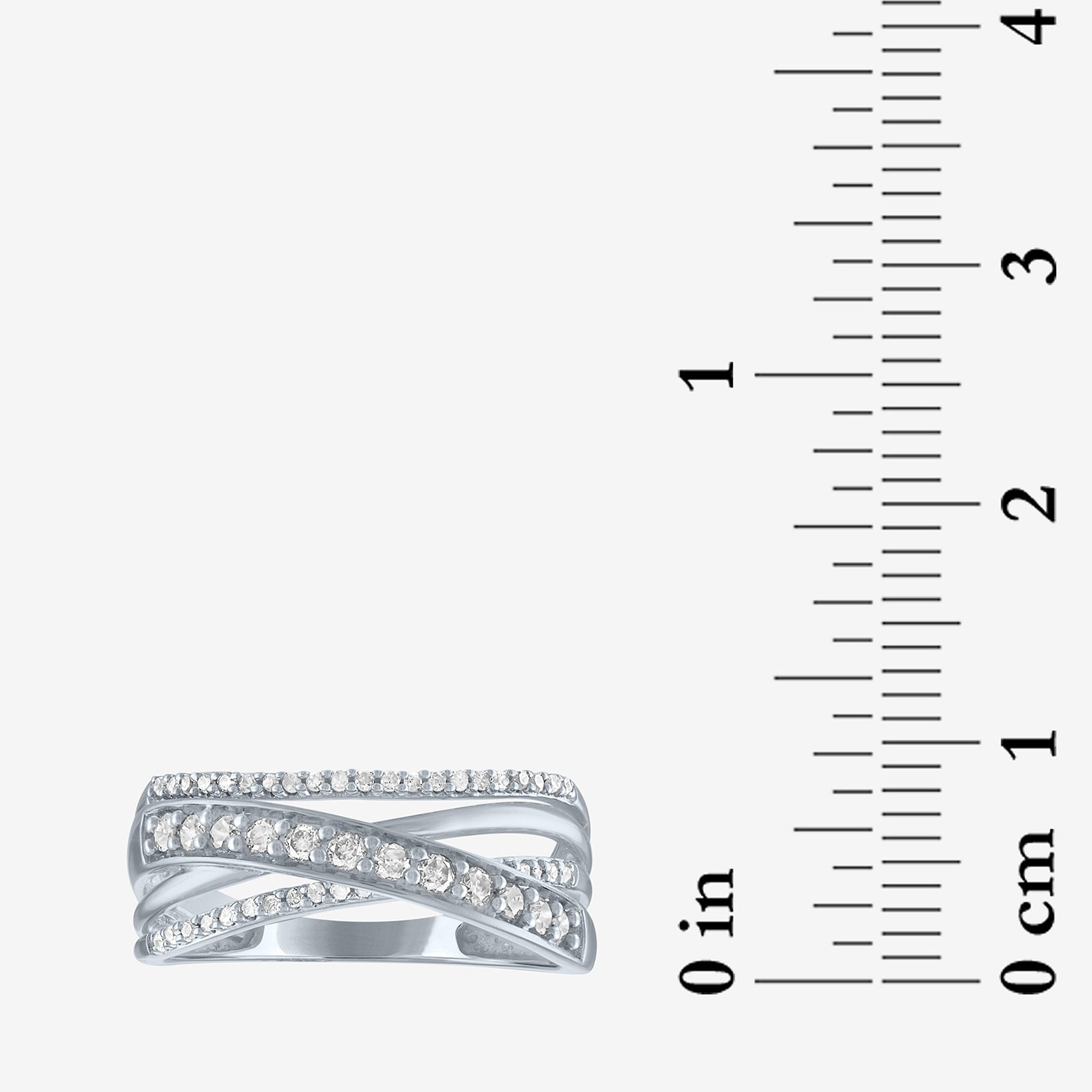 (G-H / Si2-I1) Womens 7.5MM 1/3 CT. T.W. Lab Grown White Diamond 10K Gold Crossover Band