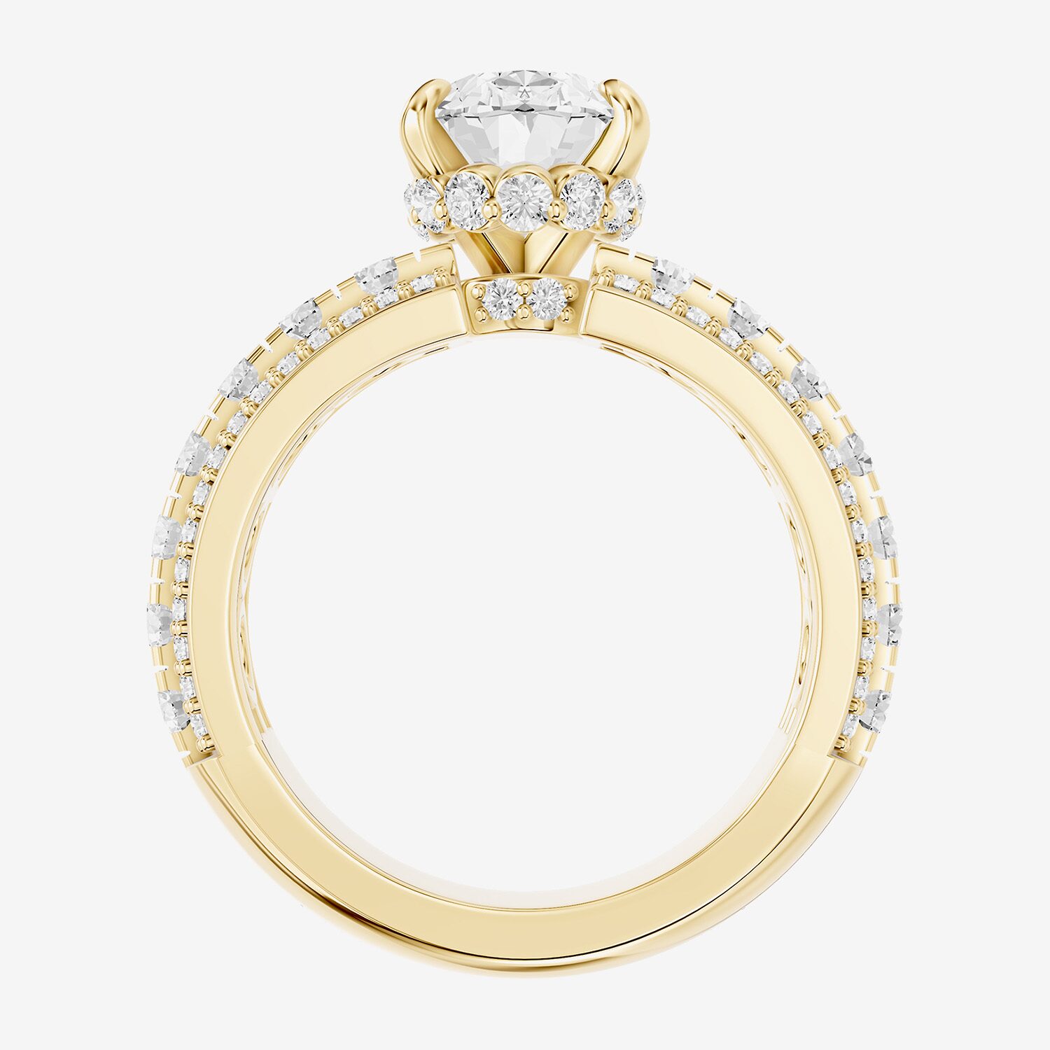 (F / Vs2) Womens 3 1/4 CT. T.W. Lab Grown White Diamond 14K Gold Over Silver Oval Side Stone Engagement Ring