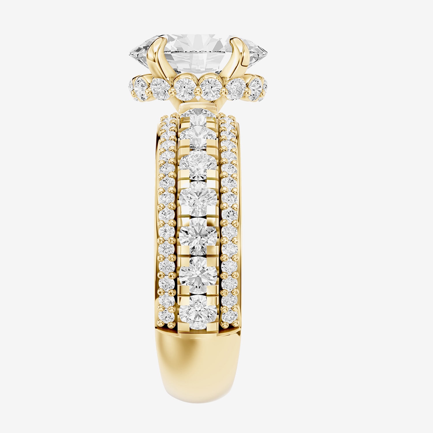 (F / Vs2) Womens 3 1/4 CT. T.W. Lab Grown White Diamond 14K Gold Over Silver Oval Side Stone Engagement Ring