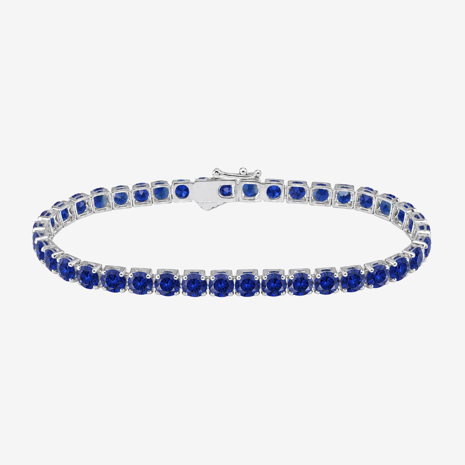 Womens Gemstone Sterling Silver 7.25 Inch Tennis Bracelet