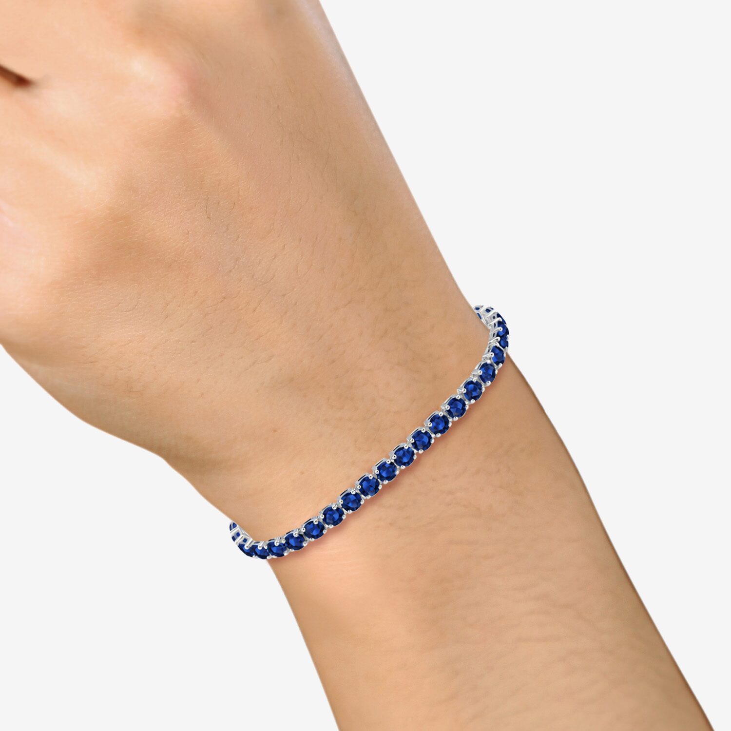 Womens Gemstone Sterling Silver 7.25 Inch Tennis Bracelet