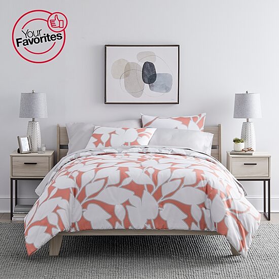 Home Expressions Mia Overshadow Leaves Reversible Complete Bedding Set with Sheets