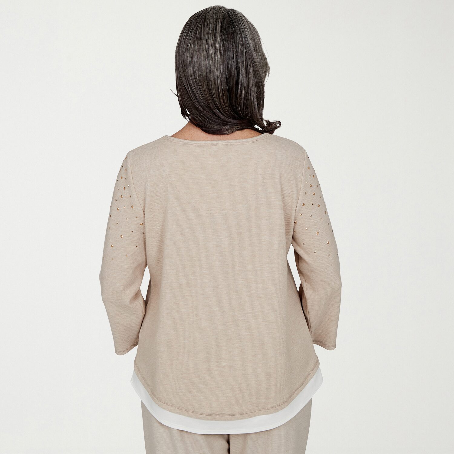 Alfred Dunner Luxe Be A Lady Womens Crew Neck 3/4 Sleeve Layered Top