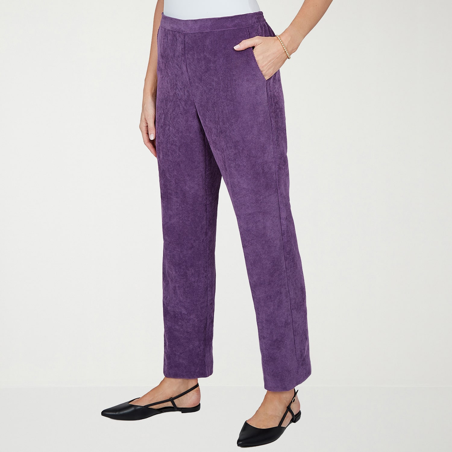 Alfred Dunner Vail Womens Mid Rise Comfort Waistband Straight Corduroy Pant