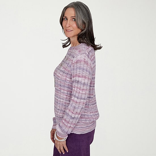 Alfred Dunner Vail Womens Crew Neck Long Sleeve Pullover Sweater