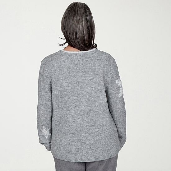 Alfred Dunner Vail Womens Round Neck Long Sleeve Pullover Sweater