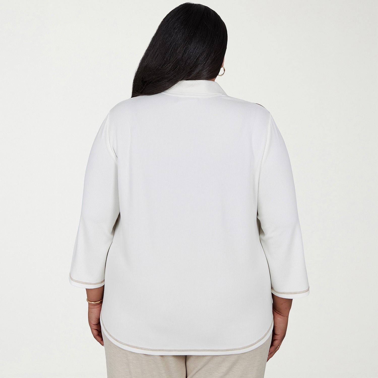 Alfred Dunner Luxe Be A Lady Womens Plus 3/4 Sleeve T-Shirt