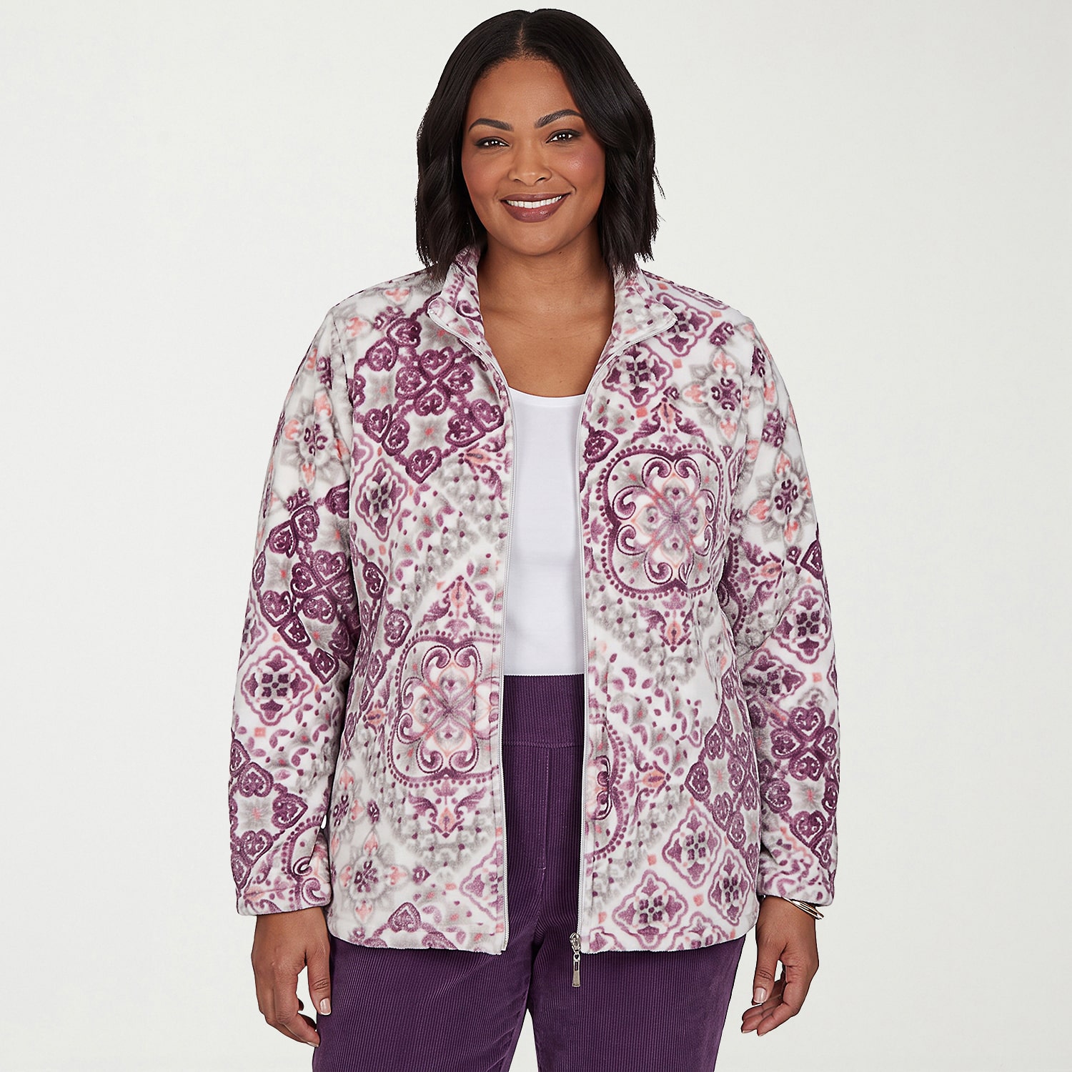 Alfred Dunner Vail Womens Plus Fleece Jacket