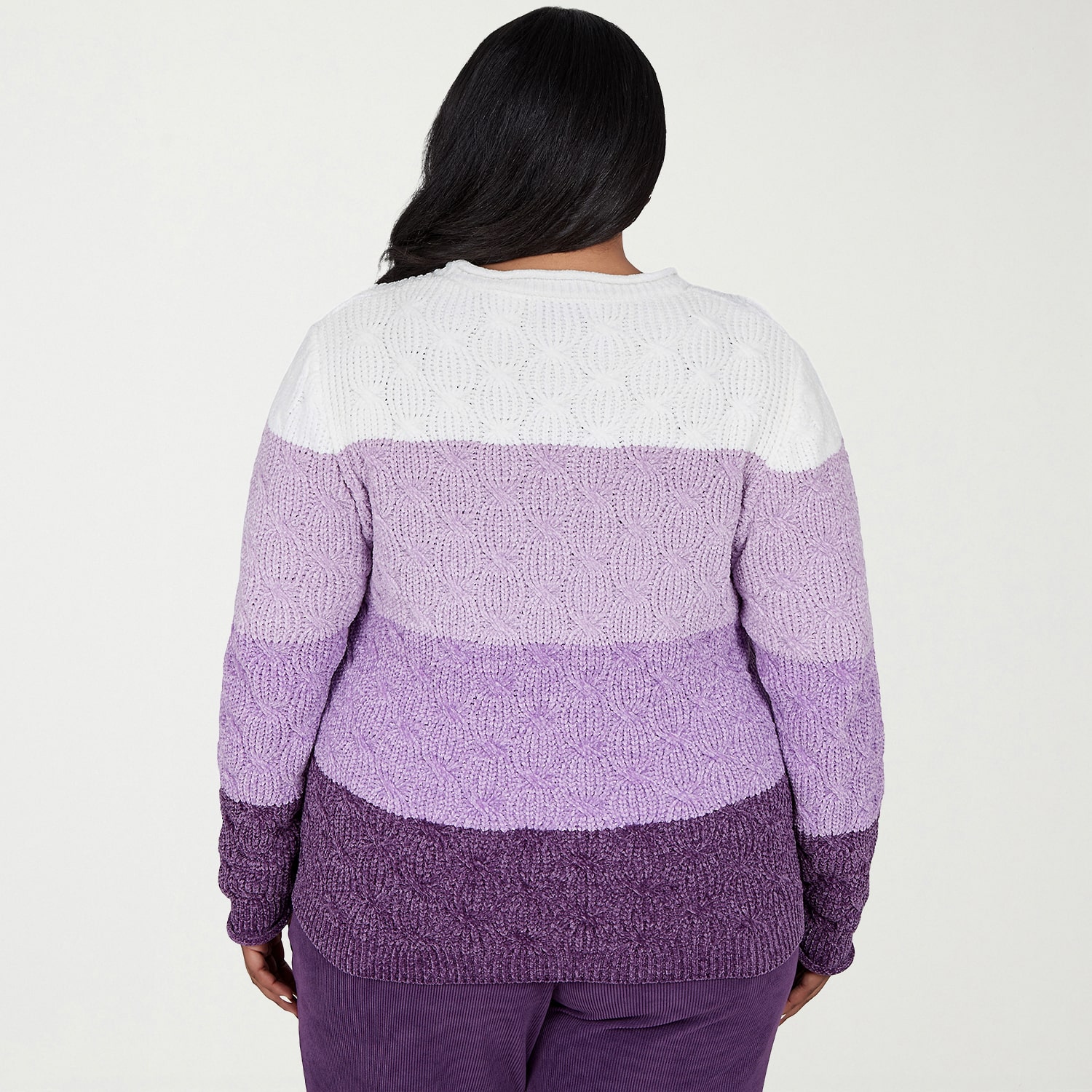 Alfred Dunner Vail Plus Womens Crew Neck Long Sleeve Ombre Pullover Sweater