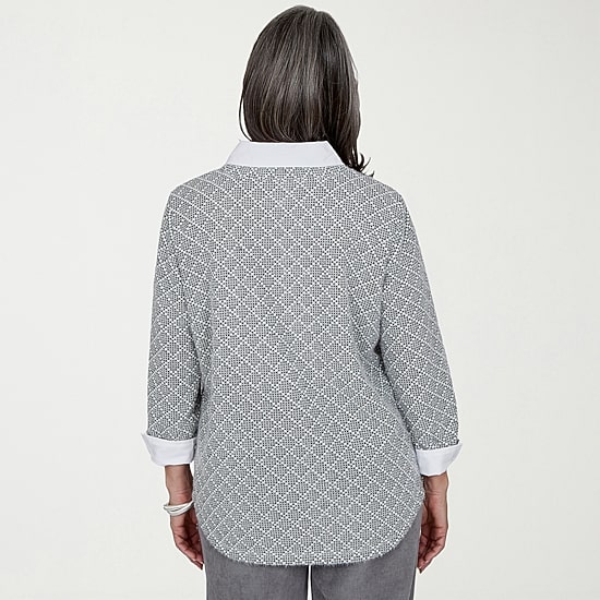 Alfred Dunner Vail Womens 3/4 Sleeve Layered Top