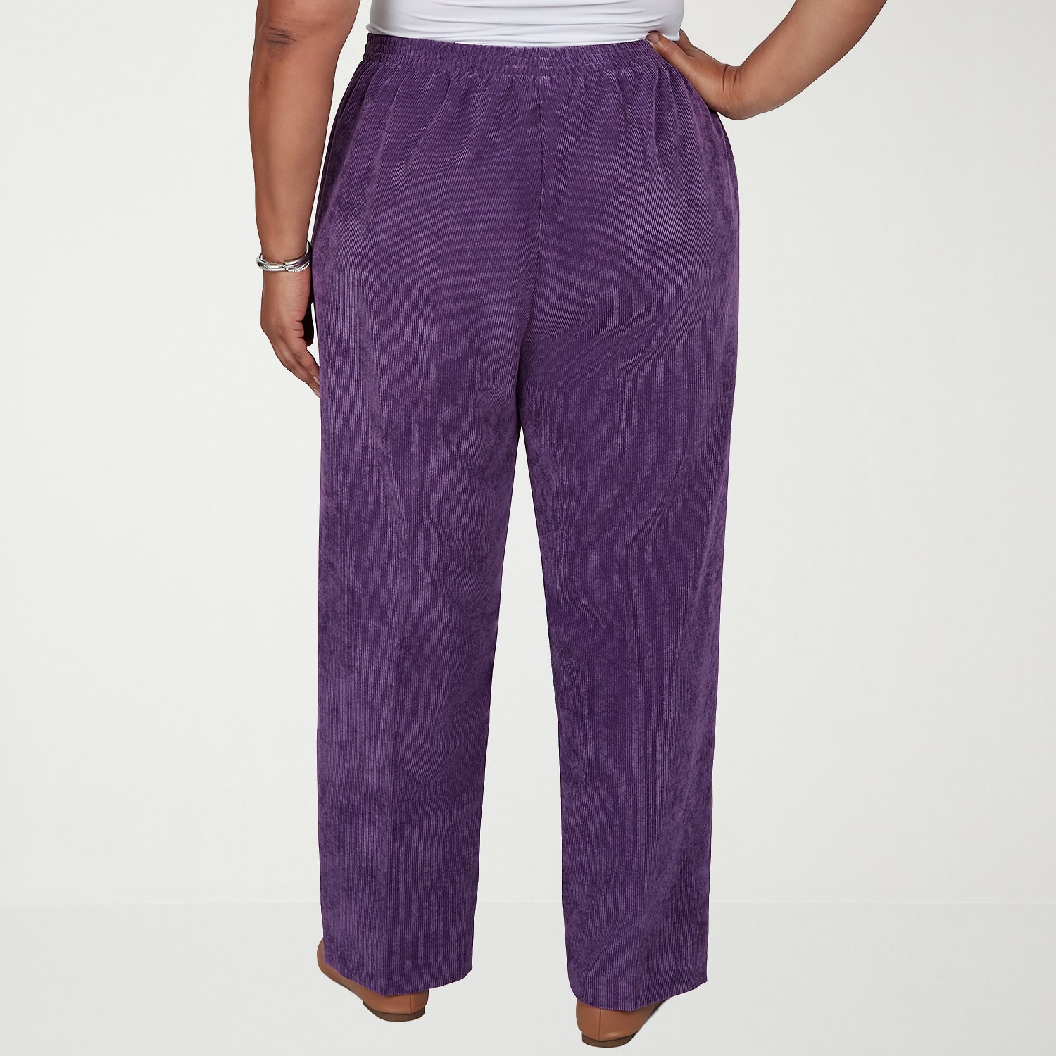 Alfred Dunner Vail Womens Plus Short Comfort Waistband Straight Corduroy Pant