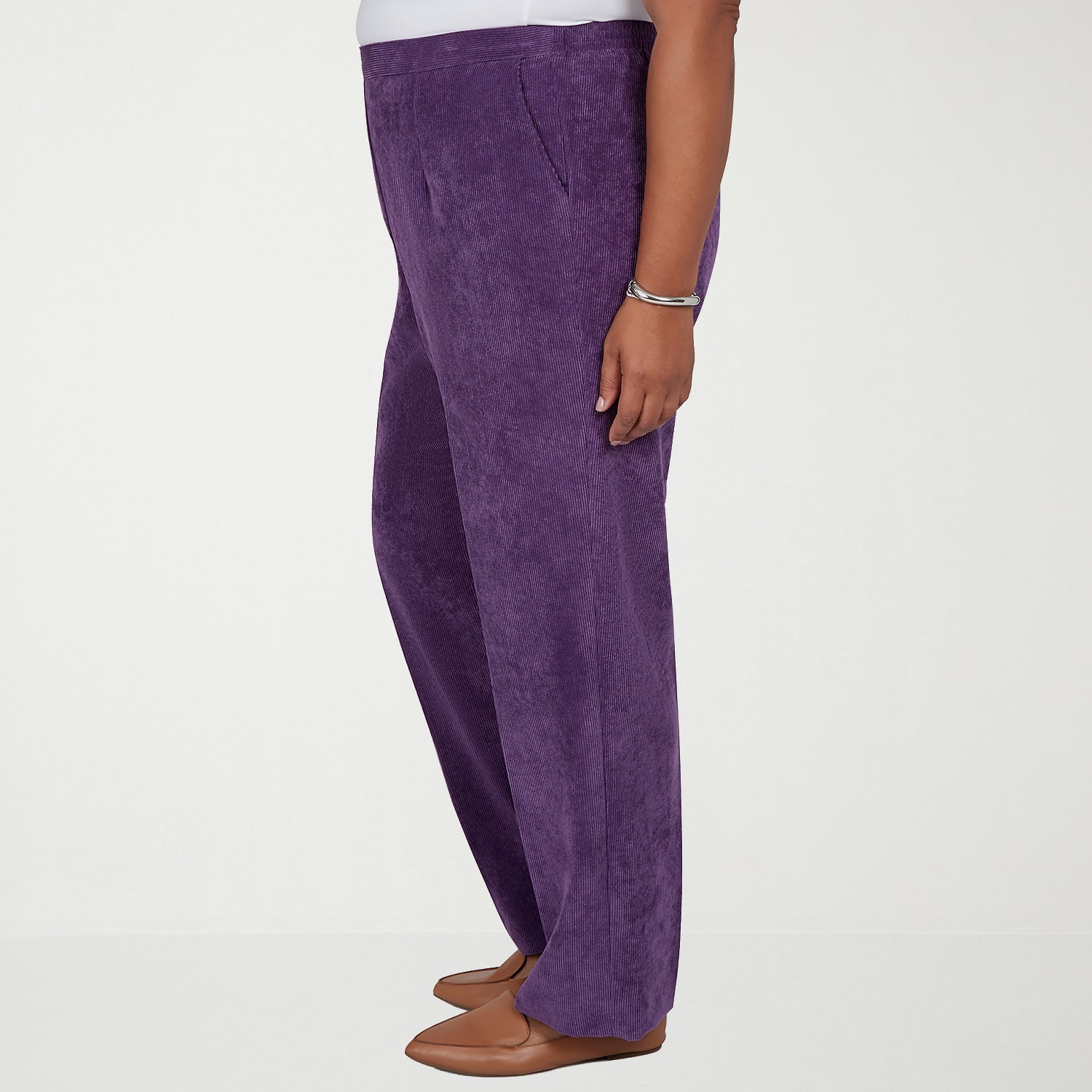 Alfred Dunner Vail Womens Plus Short Comfort Waistband Straight Corduroy Pant