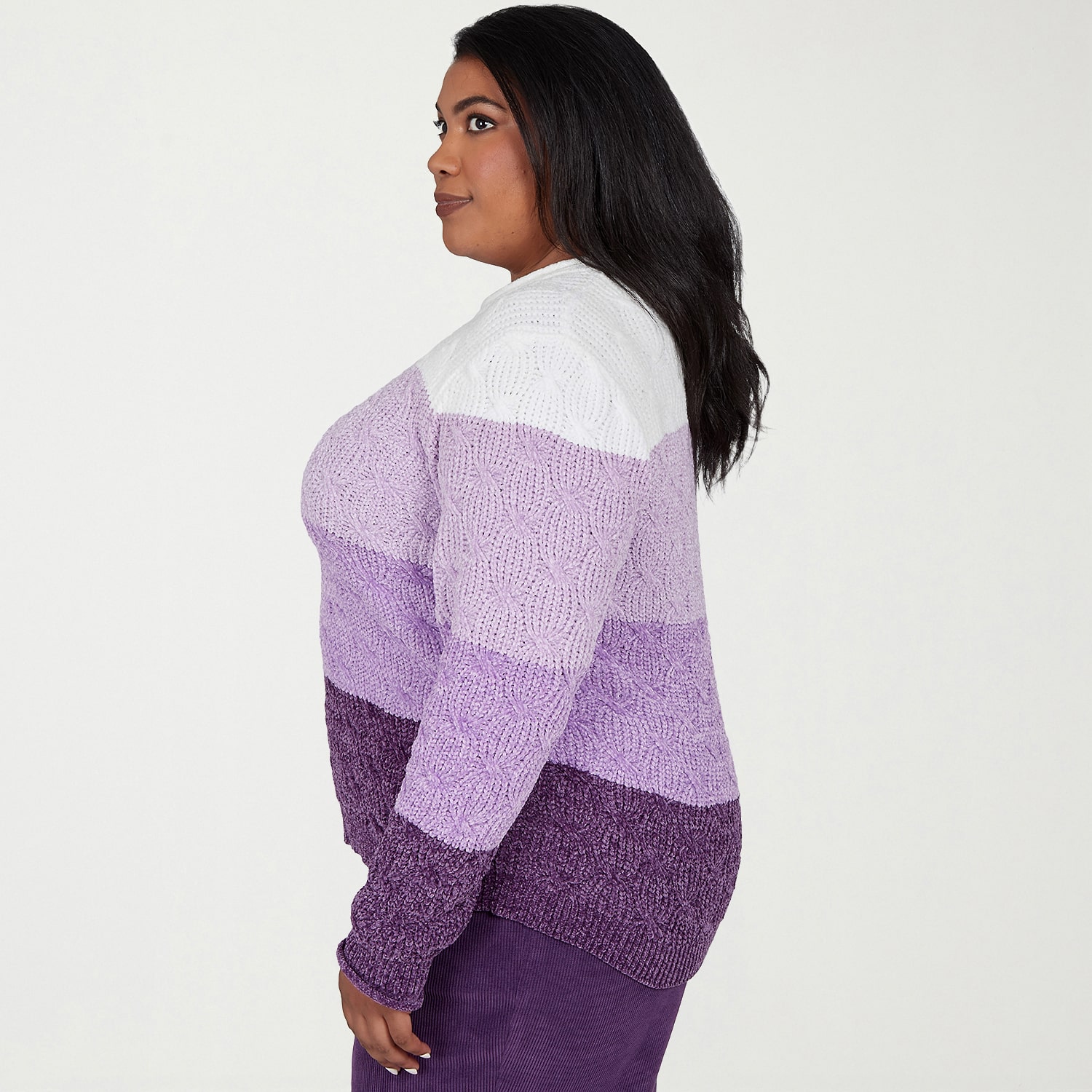 Alfred Dunner Vail Plus Womens Crew Neck Long Sleeve Ombre Pullover Sweater