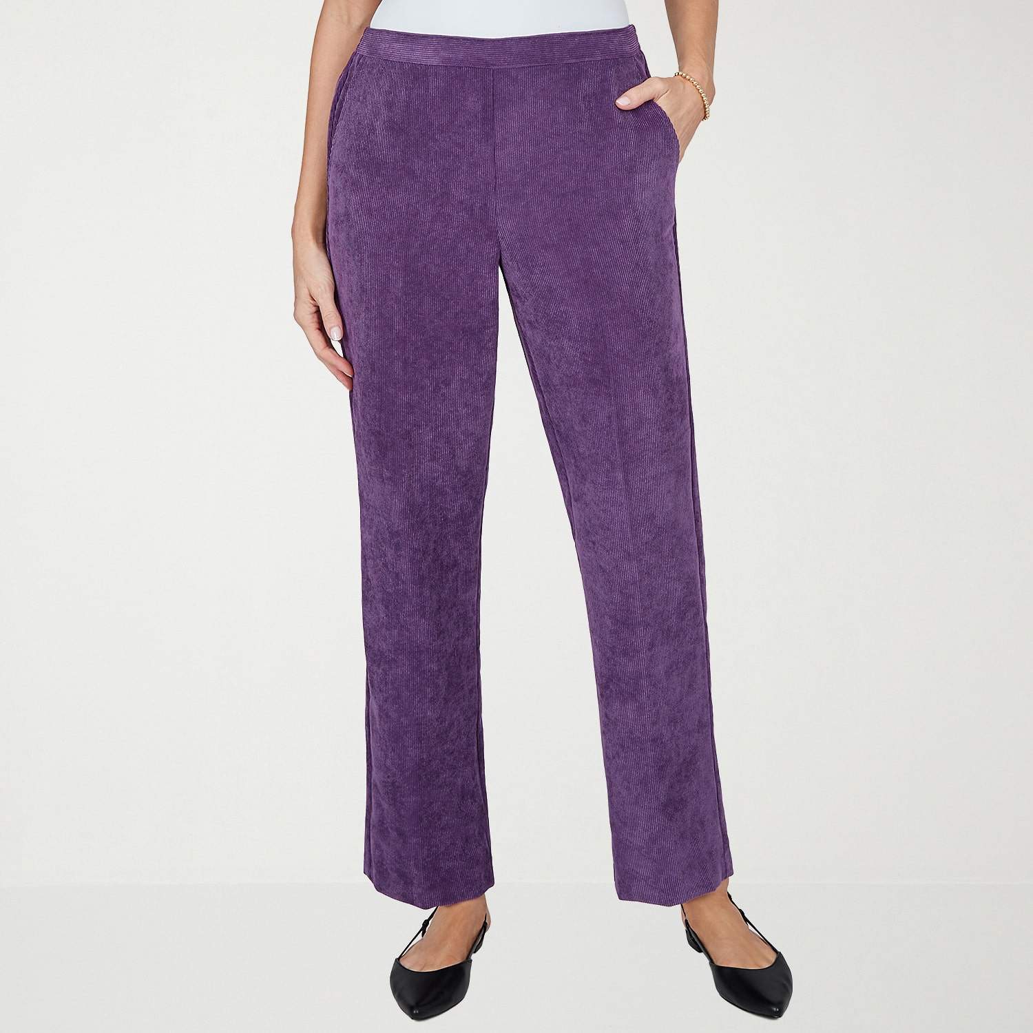 Alfred Dunner Vail Womens Mid Rise Comfort Waistband Straight Corduroy Pant