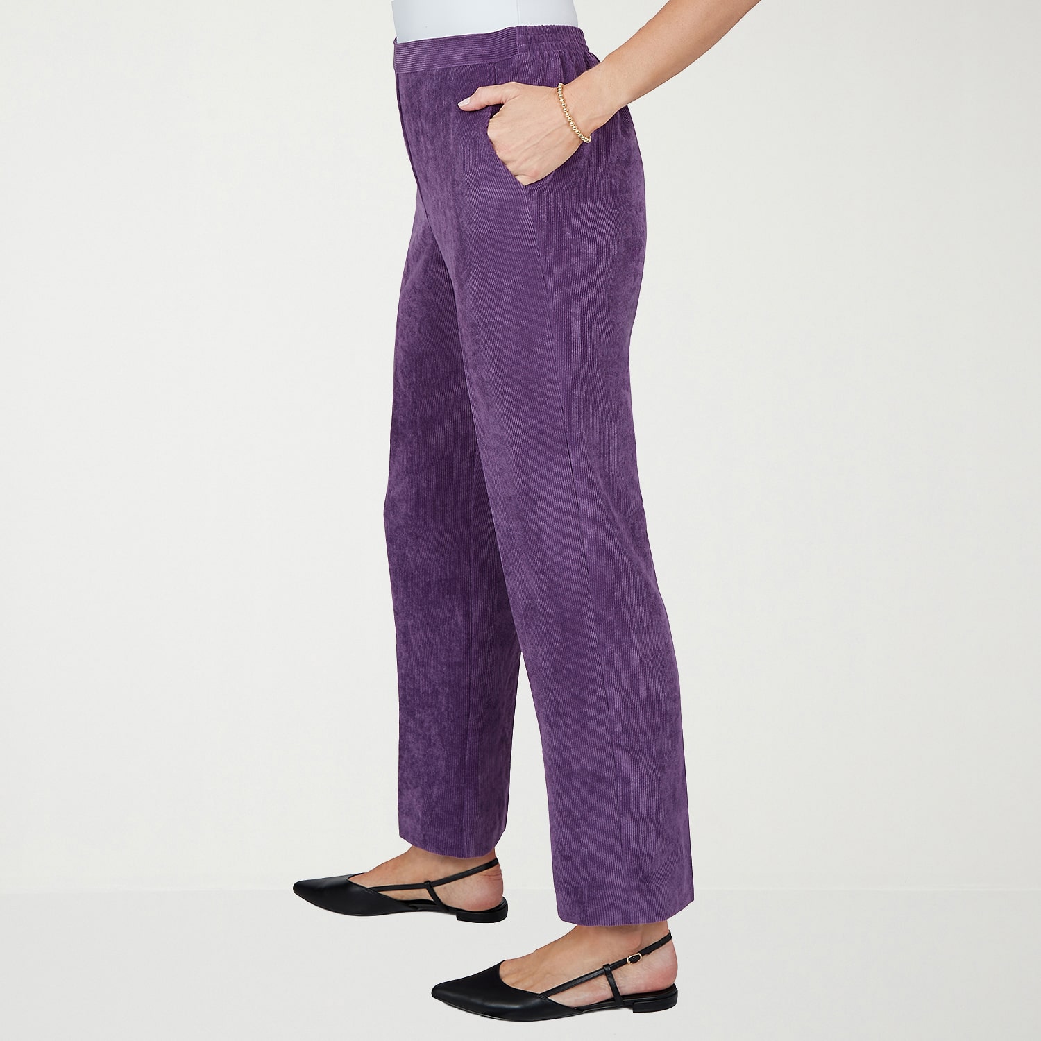 Alfred Dunner Vail Womens Mid Rise Comfort Waistband Straight Corduroy Pant