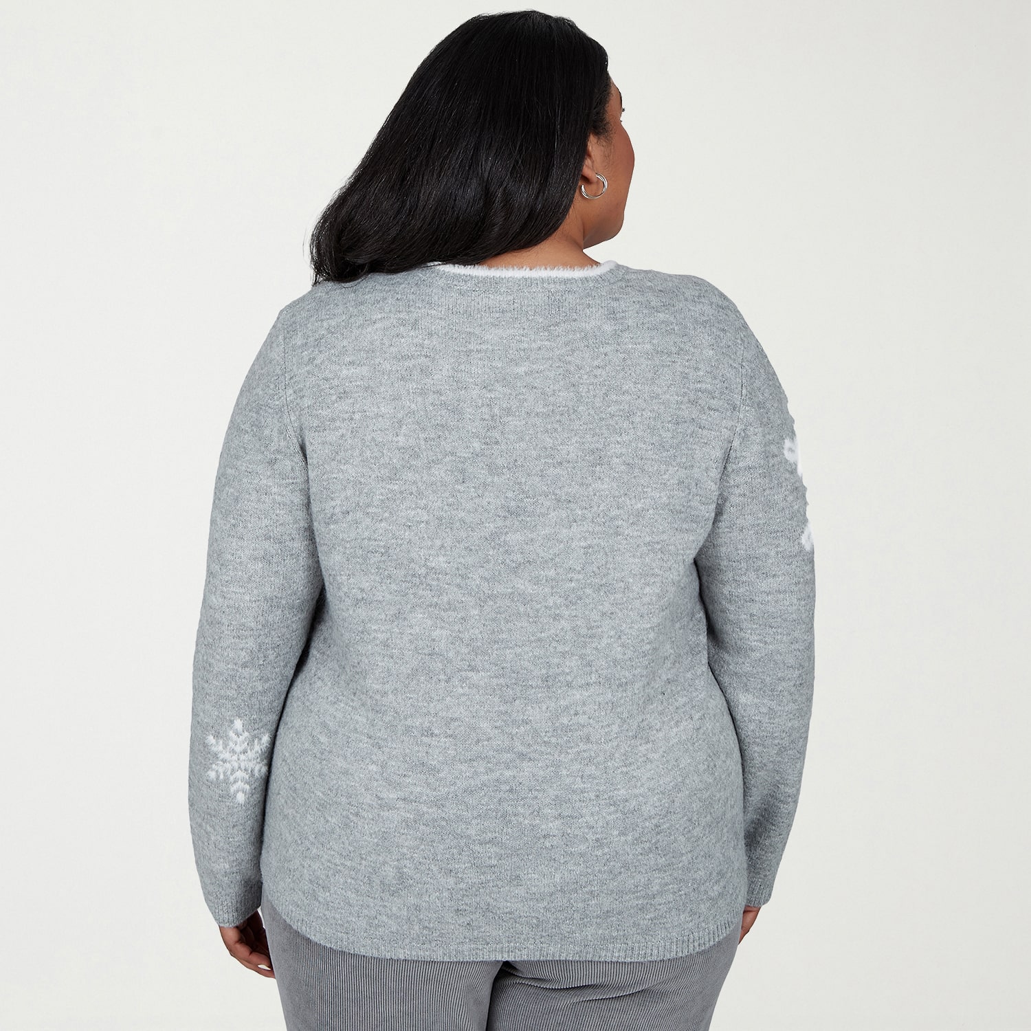 Alfred Dunner Vail Plus Womens Crew Neck Long Sleeve Pullover Sweater