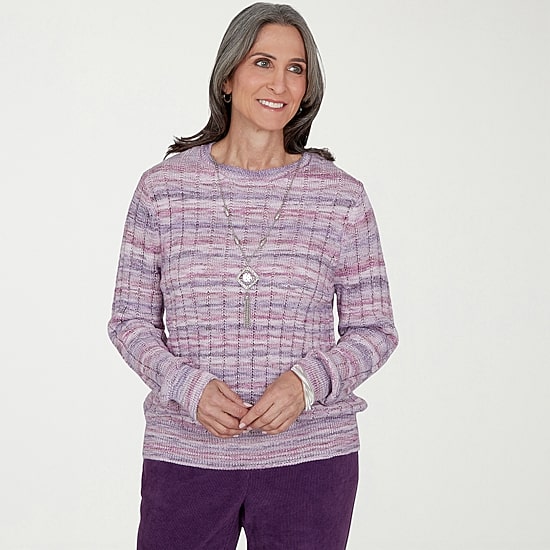 Alfred Dunner Vail Womens Crew Neck Long Sleeve Pullover Sweater