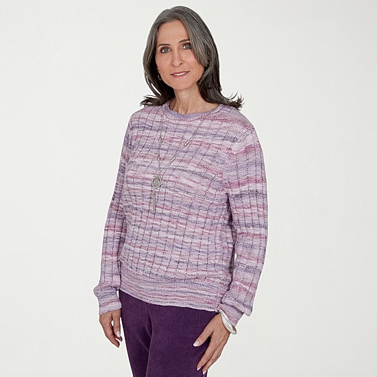 Alfred Dunner Vail Womens Crew Neck Long Sleeve Pullover Sweater