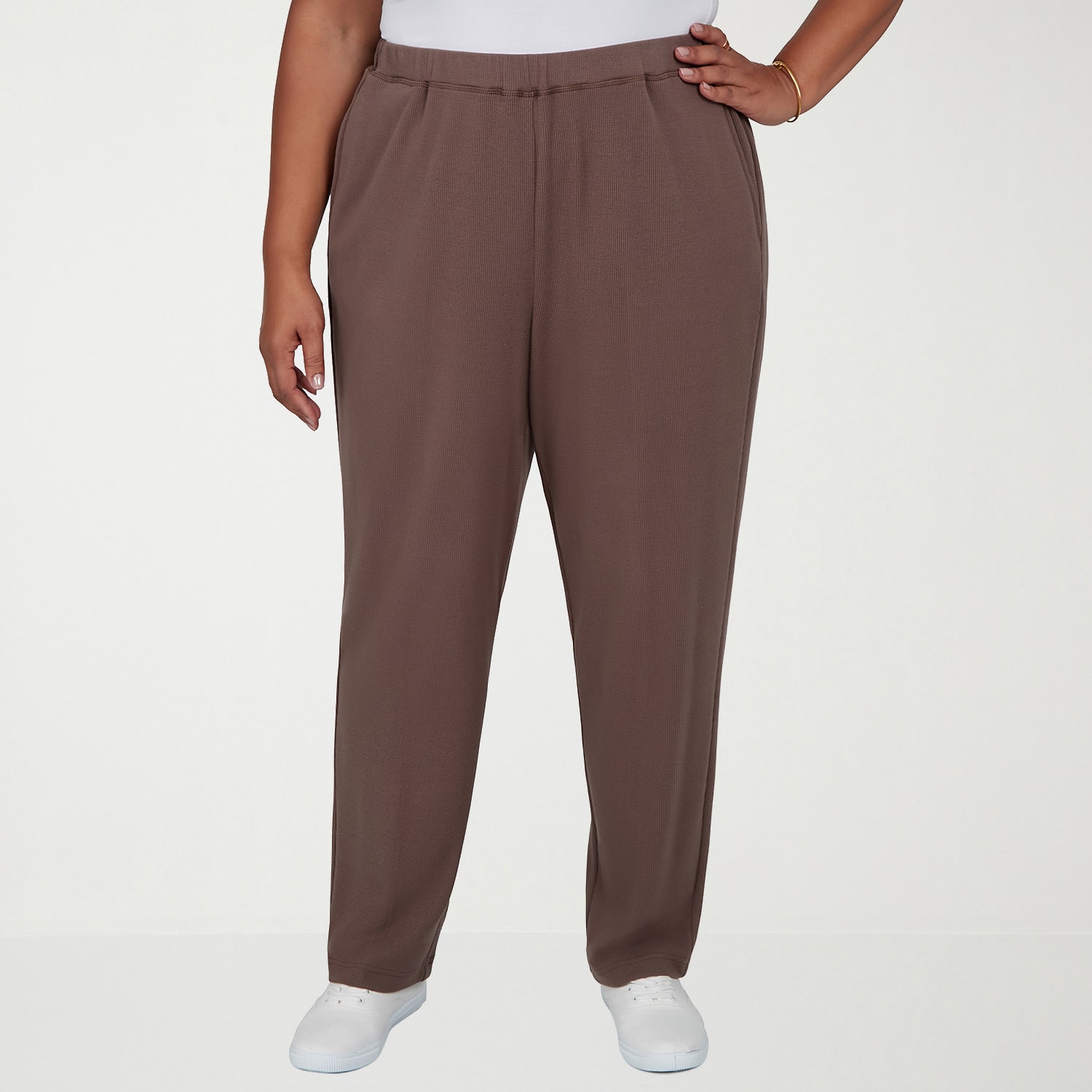Alfred Dunner Luxe Be A Lady Womens Plus Straight Pull-On Pant