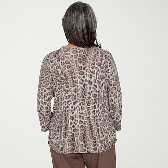 Alfred Dunner Luxe Be A Lady Womens Crew Neck 3/4 Sleeve T-Shirt