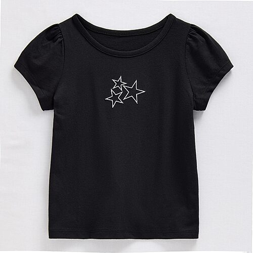 Okie Dokie Toddler & Little Girls Round Neck Short Sleeve T-Shirt, 6x, Black
