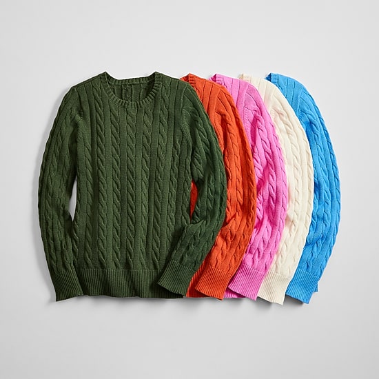 St. John's Bay Womens Crew Neck Long Sleeve Cable Knit Pullover Sweater