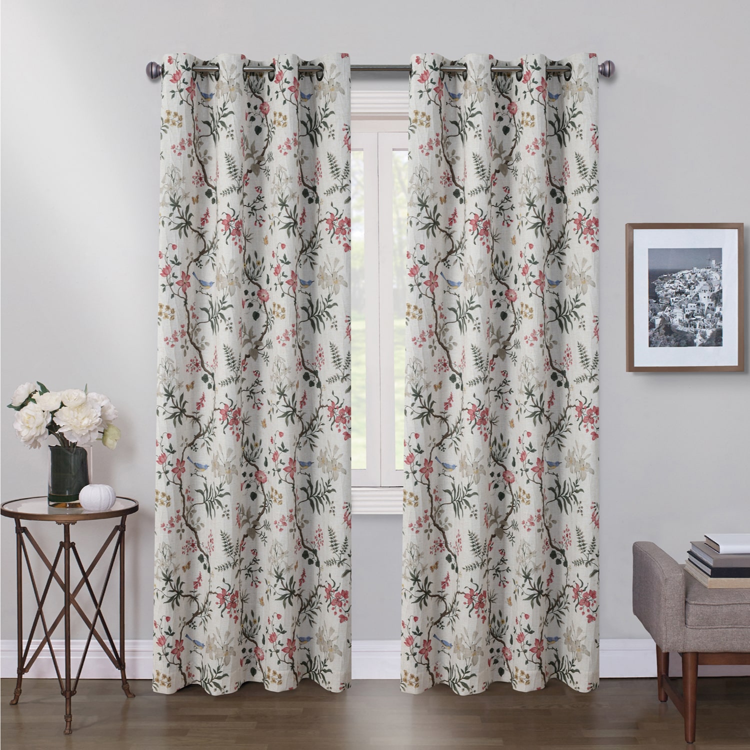 Max Blackout Crestview Crushed Print Grommet Top 100% Single Curtain Panel