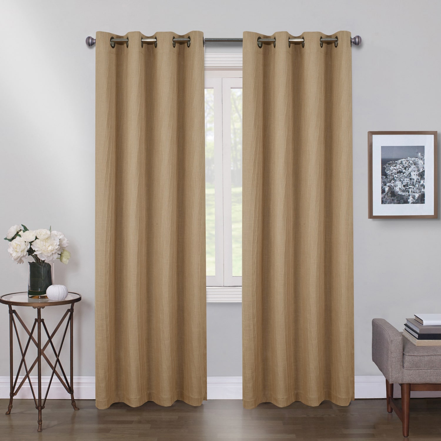 Max Blackout Crestview Crushed Grommet Top 100% Single Curtain Panel