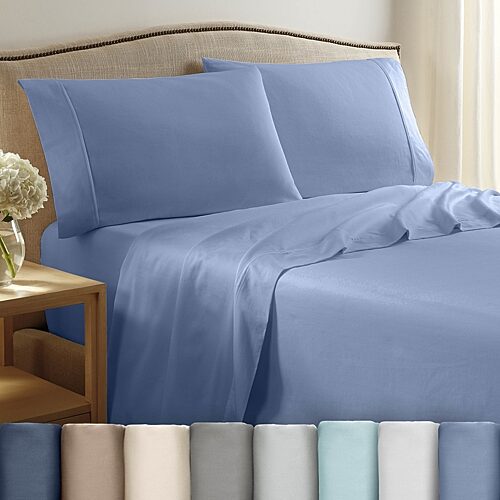 Martex T400 Sateen 400tc Wrinkle Resistant Deep Pocket Sheet Set, One Size, Blue