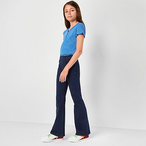 Thereabouts Little & Big Kid Girls Pull On Flare Leg Jean, 18.5 Plus, Blue
