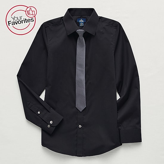 Stafford Little & Big Kid Boys Point Collar Long Sleeve Dress Shirt