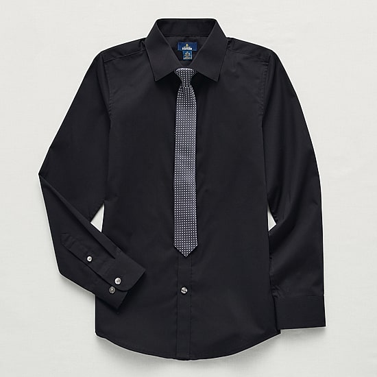 Stafford Little & Big Kid Boys Point Collar Long Sleeve Dress Shirt