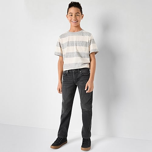 Thereabouts Little & Big Kid Boys Adjustable Waist Stretch Fabric Slim Fit Jean, 20 Husky, Black