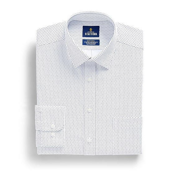 Stafford Sweat Repel Advanced Performance Mens Regular Fit Stretch Fabric Wrinkle Free Long Sleeve Dress Shirt