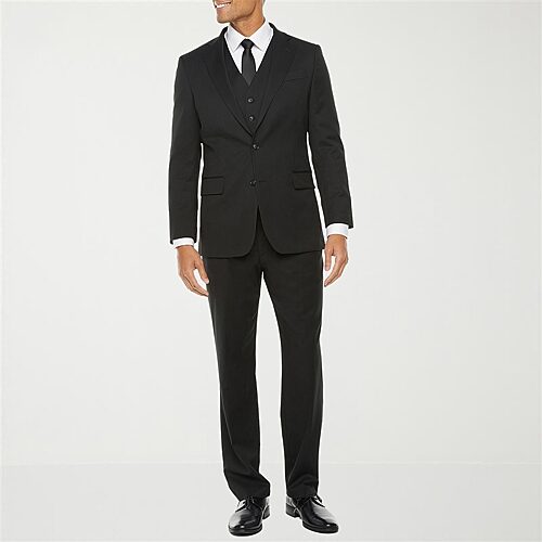 Stafford Coolmax All Season Ecomade Mens Classic Fit Flat Front Suit Pant, 36 30, Black