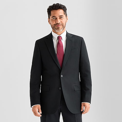 Stafford Coolmax All Season Ecomade Mens Stretch Fabric Classic Fit Suit Jacket, 52 Long, Black