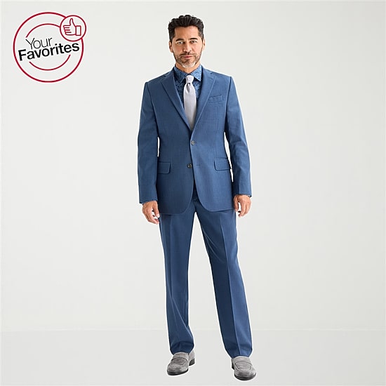 Stafford Coolmax All Season Ecomade Birdseye Signature Mens Stretch Fabric Classic Fit Flat Front Suit Pant