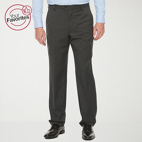 Stafford Coolmax All Season Ecomade Men's Classic Fit Flat Front Suit Pant | Gray | Regular 44 | Suit Bottoms Suit Pants