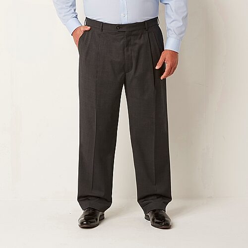 Stafford Coolmax All Season Ecomade Mens Big and Tall Classic Fit Pleated Front Suit Pant, 48 32, Gray