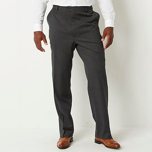 Stafford Coolmax All Season Ecomade Mens Big and Tall Classic Fit Flat Front Suit Pant, 54 32, Gray