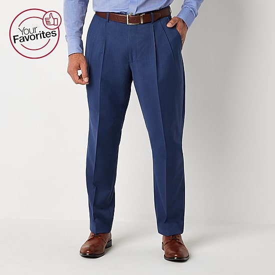 Stafford Coolmax All Season Ecomade Birdseye Signature Mens Stretch Fabric Classic Fit Pleated Front Suit Pant