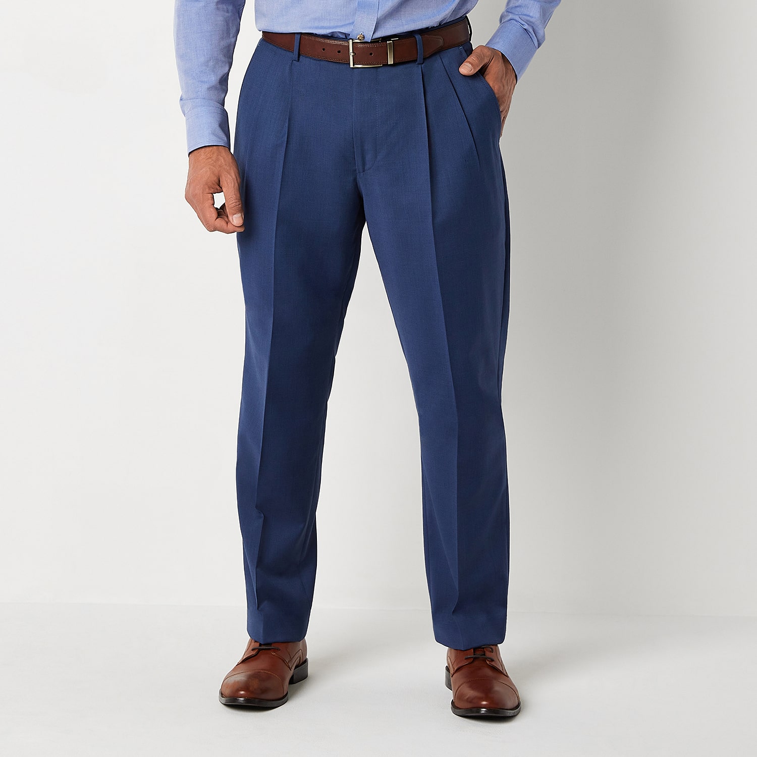 Stafford Coolmax All Season Ecomade Birdseye Signature Mens Stretch Fabric Classic Fit Pleated Front Suit Pant