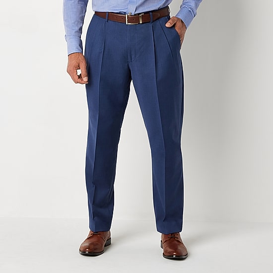 Stafford Coolmax All Season Ecomade Birdseye Signature Mens Stretch Fabric Classic Fit Pleated Front Suit Pant
