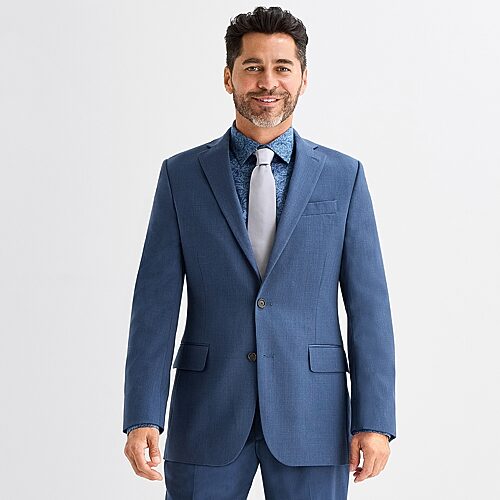 Stafford Coolmax All Season Ecomade Birdseye Signature Mens Stretch Fabric Classic Fit Suit Jacket, 52 Long, Blue