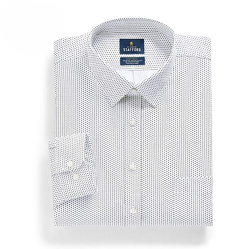 Stafford Sweat Repel Advanced Performance Mens Regular Fit Stretch Fabric Wrinkle Free Long Sleeve Dress Shirt, 20-21 36-37, White