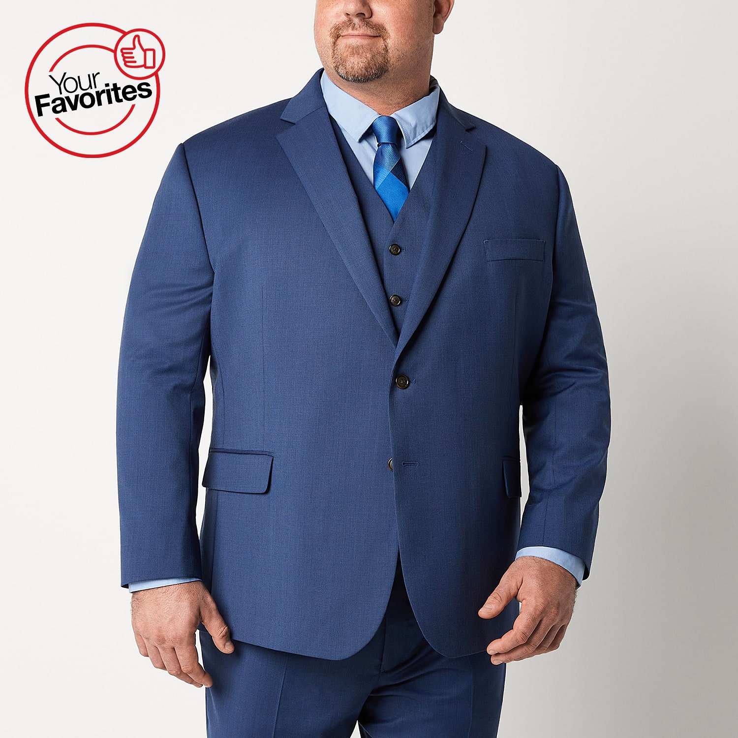 Stafford Coolmax All Season Ecomade Birdseye Signature Mens Big and Tall Stretch Fabric Classic Fit Suit Jacket