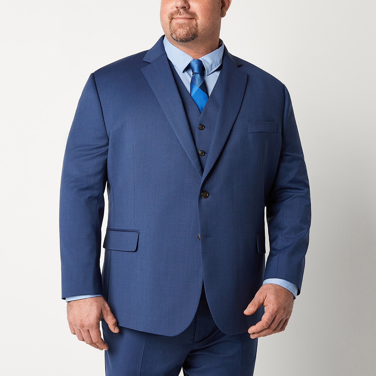Stafford Coolmax All Season Ecomade Birdseye Signature Mens Big and Tall Stretch Fabric Classic Fit Suit Jacket