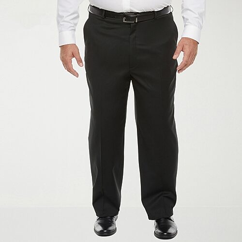 Stafford Coolmax All Season Ecomade Mens Big and Tall Classic Fit Flat Front Suit Pant, 52 32, Gray