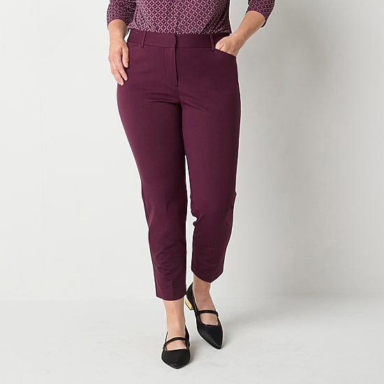 Liz Claiborne Emma Ponte Womens Straight Mid Rise Ankle Pant