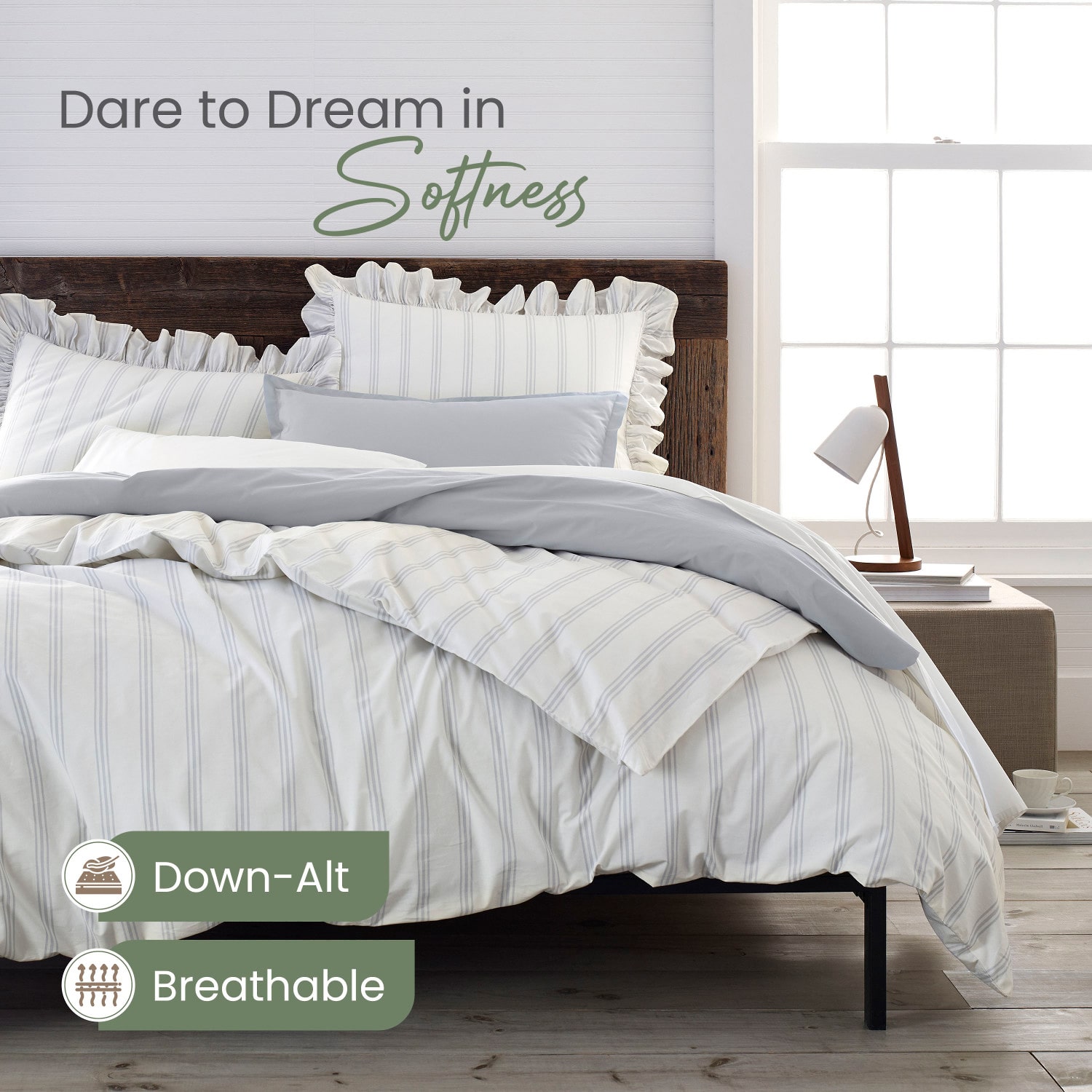 Ecopure Brooke Comfort Wash Stripes Midweight Comforter Set